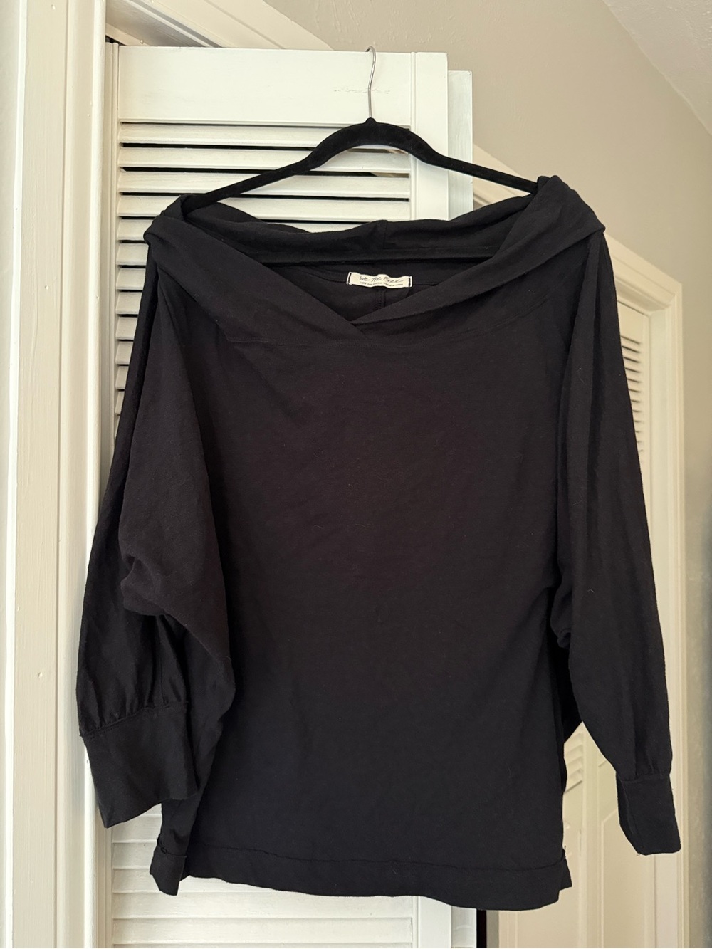 Free People Black Off-Shoulder Pullover Sweater